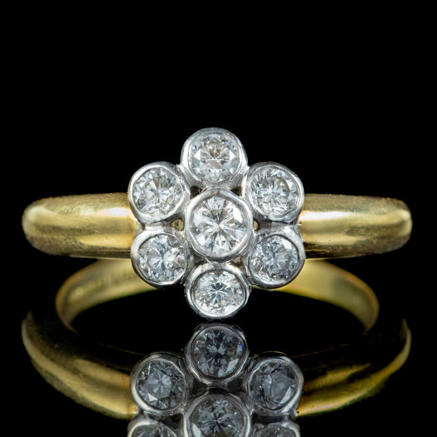 Edwardian Style Diamond Daisy Cluster Ring 0.70ct Of Diamond 