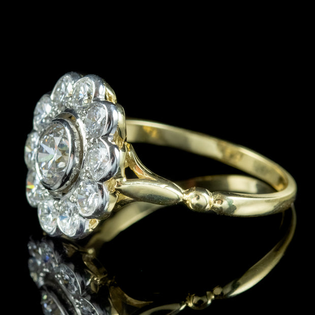 Edwardian Style Diamond Daisy Cluster Ring 2ct Of Diamond