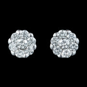 Edwardian Style Diamond Daisy Stud Earrings 18ct Gold 1ct Of Diamond