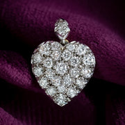 Edwardian Style Diamond Heart Pendant 18ct Gold 1.5ct Total