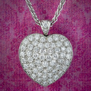 Edwardian Style Diamond Heart Pendant Necklace 3ct Of Diamond