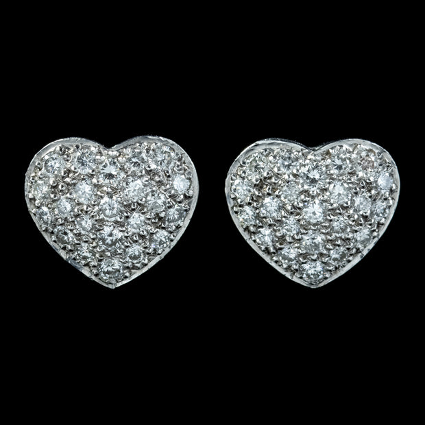 Edwardian Style Diamond Heart Stud Earrings 1.50ct Of Diamond