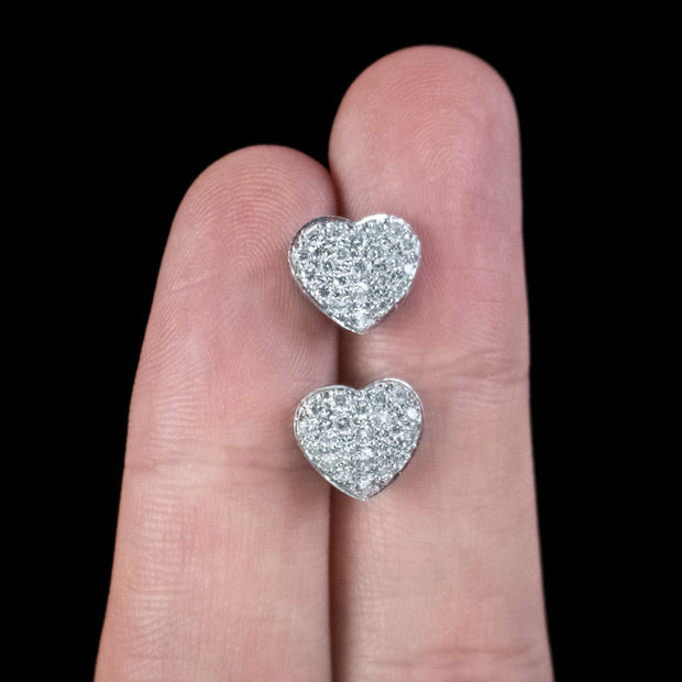 Edwardian Style Diamond Heart Stud Earrings 1.50ct Of Diamond