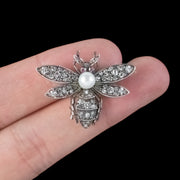 Edwardian Style Diamond Pearl Ruby Bee Brooch Silver 9ct Gold 0.80ct Of Diamond