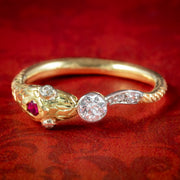 Edwardian Style Diamond Ruby Snake Eternity Ring 0.22ct Diamond