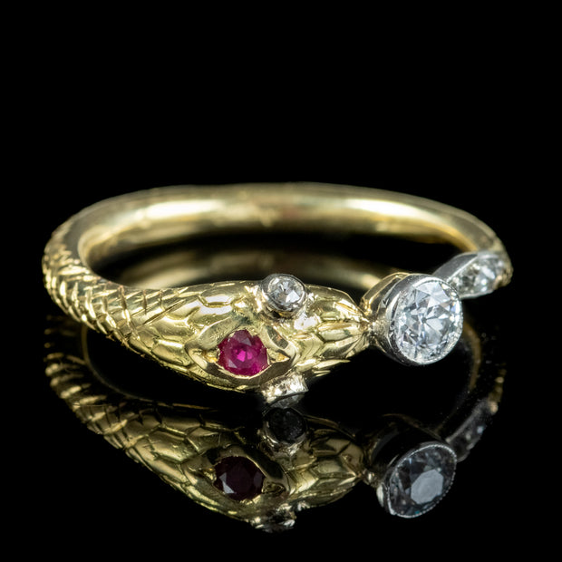 Edwardian Style Diamond Ruby Snake Eternity Ring 0.22ct DiamondEdwardian Style Diamond Ruby Snake Eternity Ring 0.22ct Diamond