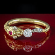 Edwardian Style Diamond Ruby Snake Eternity Ring 0.22ct Diamond