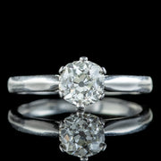 Edwardian Style Diamond Solitaire Ring 1.3ct Old Cut Diamond 