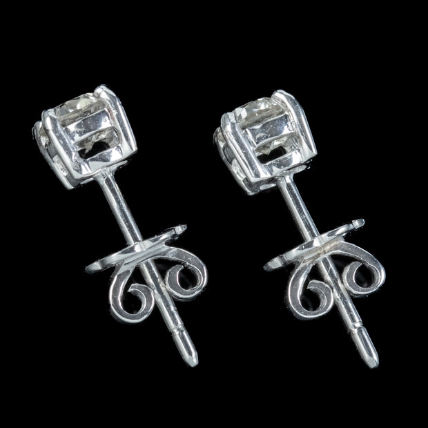 Edwardian Style Diamond Solitaire Stud Earrings 0.85ct Of Diamond 
