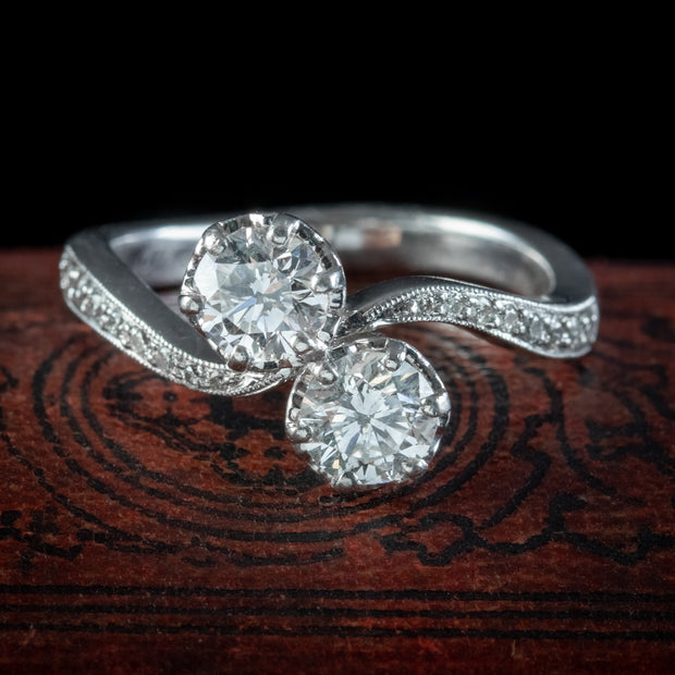 Edwardian Style Diamond Toi Et Moi Ring 1.65ct Of Diamond