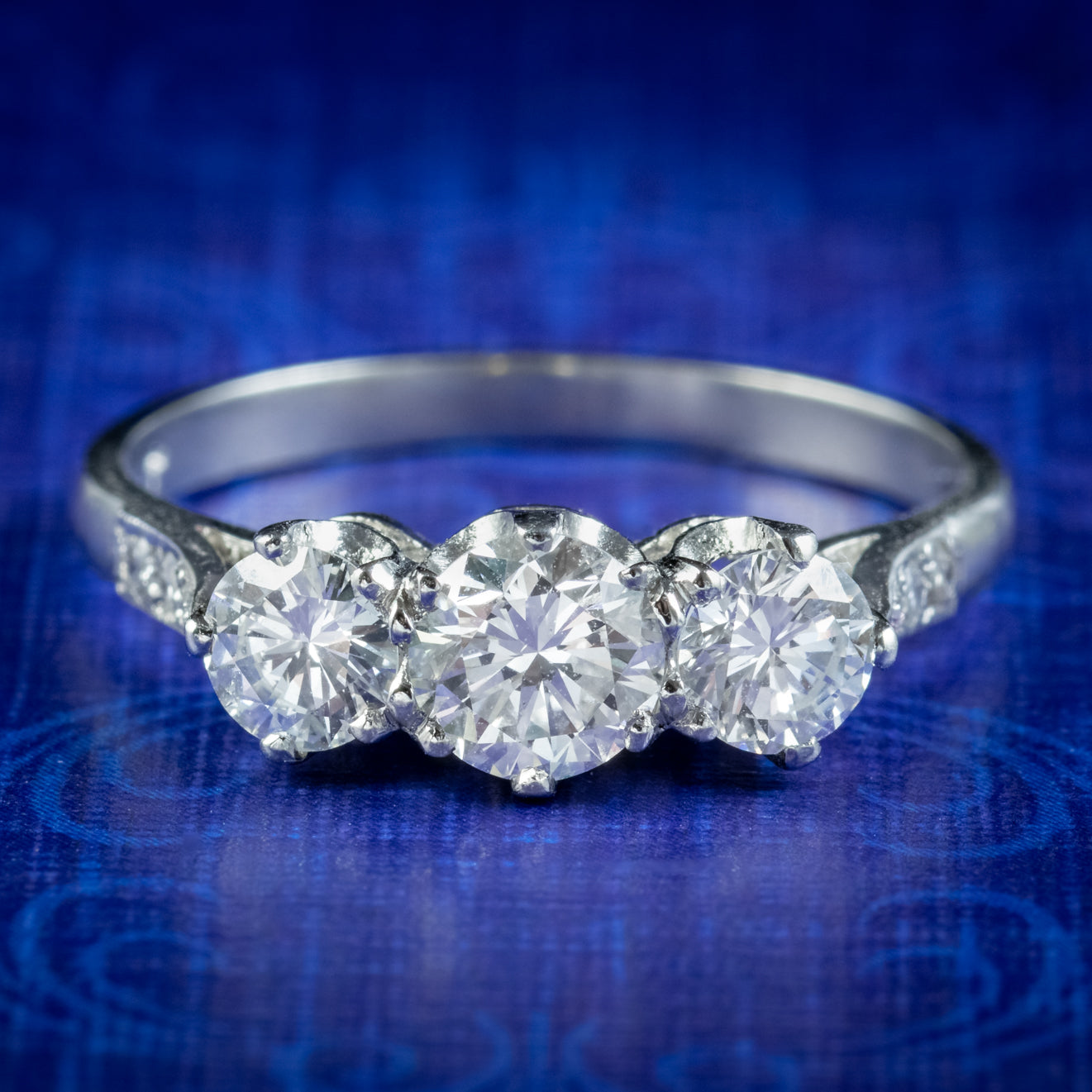 Edwardian Style Diamond Trilogy Ring 1.35ct Of Diamond – Laurelle ...