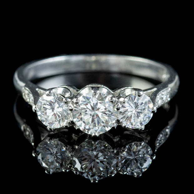 Edwardian Style Diamond Trilogy Ring 1.35ct Of Diamond