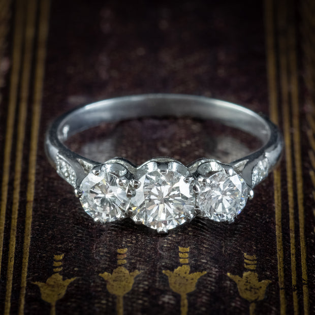 Edwardian Style Diamond Trilogy Ring 1.35ct Of Diamond – Laurelle ...