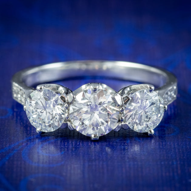 Edwardian Style Diamond Trilogy Ring 2.15ct Of Diamond – Laurelle ...