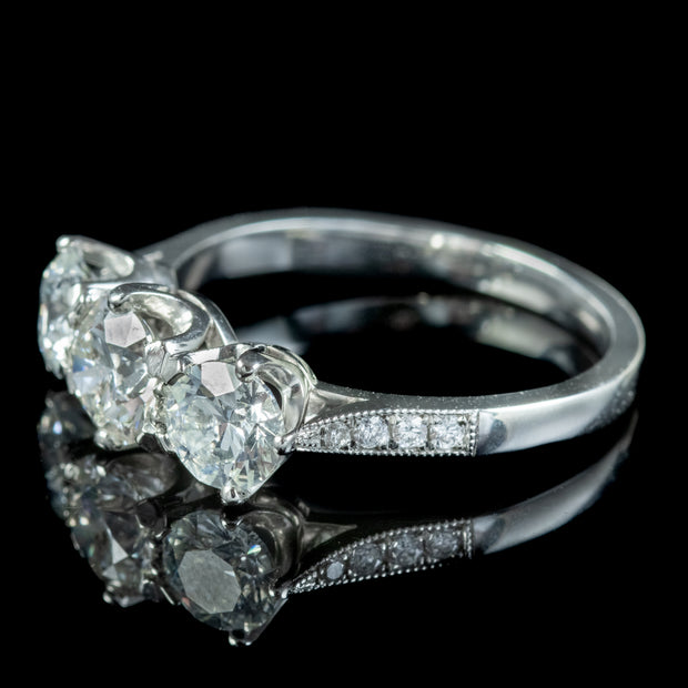 Edwardian Style Diamond Trilogy Ring 2.15ct Of Diamond