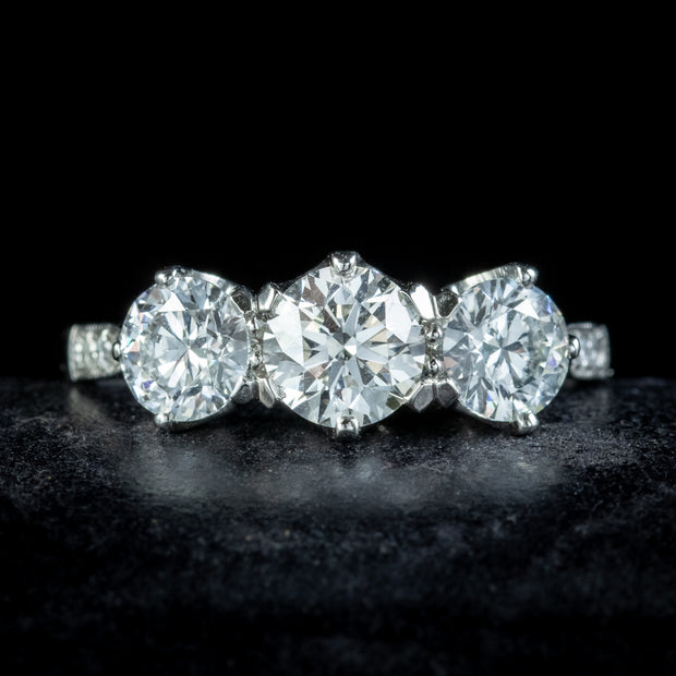Edwardian Style Diamond Trilogy Ring 2.15ct Of Diamond