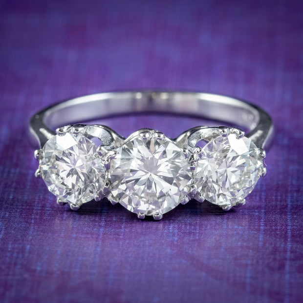 Edwardian Style Diamond Trilogy Ring 2.75ct Diamond With Cert ...