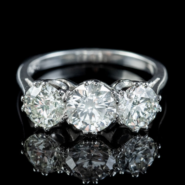 Edwardian Style Diamond Trilogy Ring 2.75ct Diamond With Cert