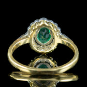 Edwardian Style Emerald Diamond Cluster Ring 0.75ct Emerald back