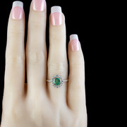 Edwardian Style Emerald Diamond Cluster Ring 0.75ct Emerald hand