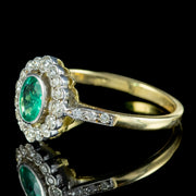 Edwardian Style Emerald Diamond Cluster Ring 0.75ct Emerald side