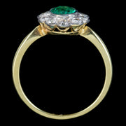 Edwardian Style Emerald Diamond Cluster Ring 0.75ct Emerald 
