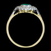 Edwardian Style Emerald Diamond Cluster Ring 0.75ct Emerald top