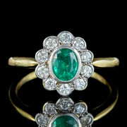 Edwardian Style Emerald Diamond Daisy Cluster Ring 0.60ct Emerald