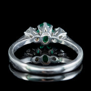 Edwardian Style Emerald Diamond Trilogy Ring 0.60ct Emerald 
