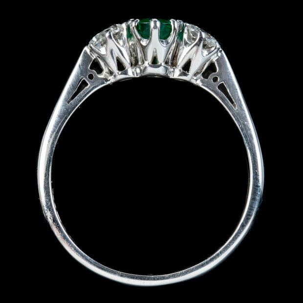Edwardian Style Emerald Diamond Trilogy Ring 0.60ct Emerald – Laurelle ...