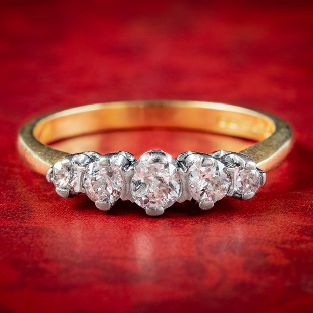 Edwardian Style Five Stone Diamond Ring 0.80ct Of Diamond 
