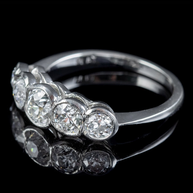 Edwardian Style Five Stone Diamond Ring 1.80ct Of Diamond – Laurelle ...