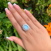 Edwardian Style Opal Cz Daisy Cluster Ring 5.5ct Opal