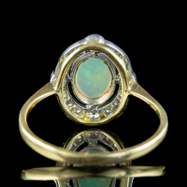 Edwardian Style Opal Diamond Cluster Ring 0.70ct Opal 