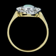 Edwardian Style Opal Diamond Cluster Ring 0.70ct Opal 