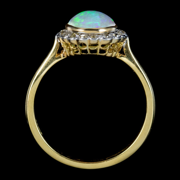 Edwardian Style Opal Diamond Cluster Ring 3ct Opal 
