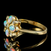 Edwardian Style Opal Diamond Cluster Ring 9ct Gold