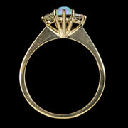 Edwardian Style Opal Diamond Trilogy Ring 9ct Gold