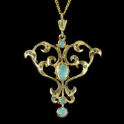 Edwardian Style Opal Pendant Necklace 18ct Gold On Silver