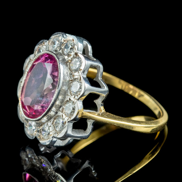 Edwardian Style Pink Topaz Cz Daisy Cluster Ring 5ct Pink Topaz