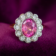Edwardian Style Pink Topaz Cz Daisy Cluster Ring 5ct Pink Topaz