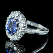 Edwardian Style Sapphire Diamond Cluster Ring 1.70ct Sapphire