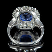 Edwardian Style Sapphire Diamond Cluster Ring 3.25ct Sapphire 
