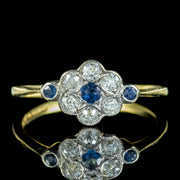 Edwardian Style Sapphire Diamond Daisy Cluster Ring 