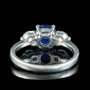 Edwardian Style Sapphire Diamond Trilogy Ring 1.5ct Sapphire 