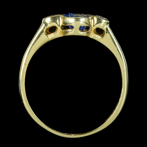 Edwardian Style Sapphire Diamond Trilogy Ring Dated 1990
