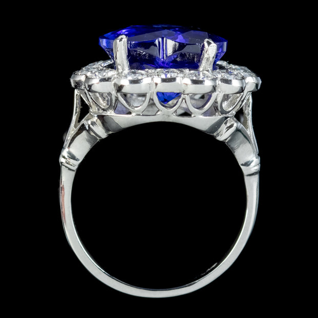 Edwardian Style Tanzanite Diamond Heart Ring 7.5ct Tanzanite 