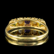Edwardian Suffragette Style Carved Half Hoop Ring Amethyst Peridot Pearl