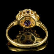 Edwardian Suffragette Style Cluster Ring Pearl Peridot Amethyst