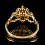 Edwardian Suffragette Style Cluster Ring Pearl Peridot Amethyst 